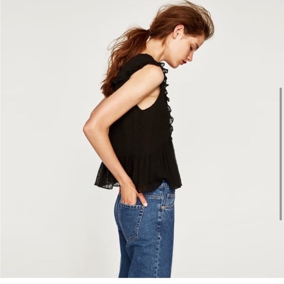 Zara Floral Embroidered Dot Mesh
Peplum Blouse - Picture 4 of 5